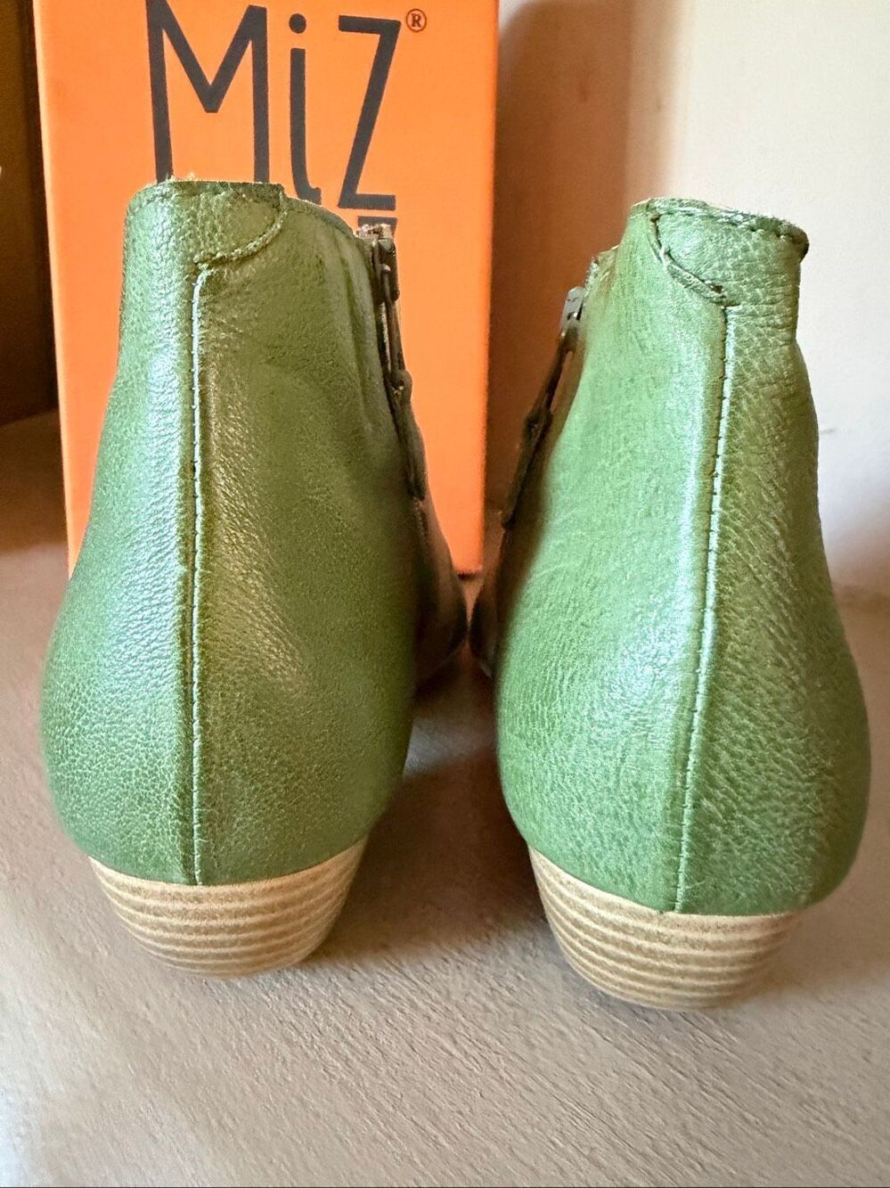 New with box Miz Mooz Celeste colorblock leather peep toe ankle booties - Picture 3 of 8